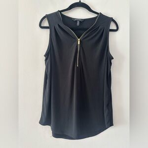 Ellen Tracy Black Sleeveless Blouse with Gold Zipper